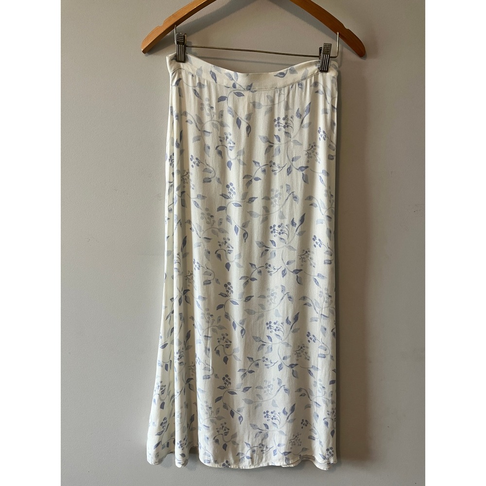 Reformation Floral Midi Skirt Cottagecore Blue Cream 4 High Waisted A-Line